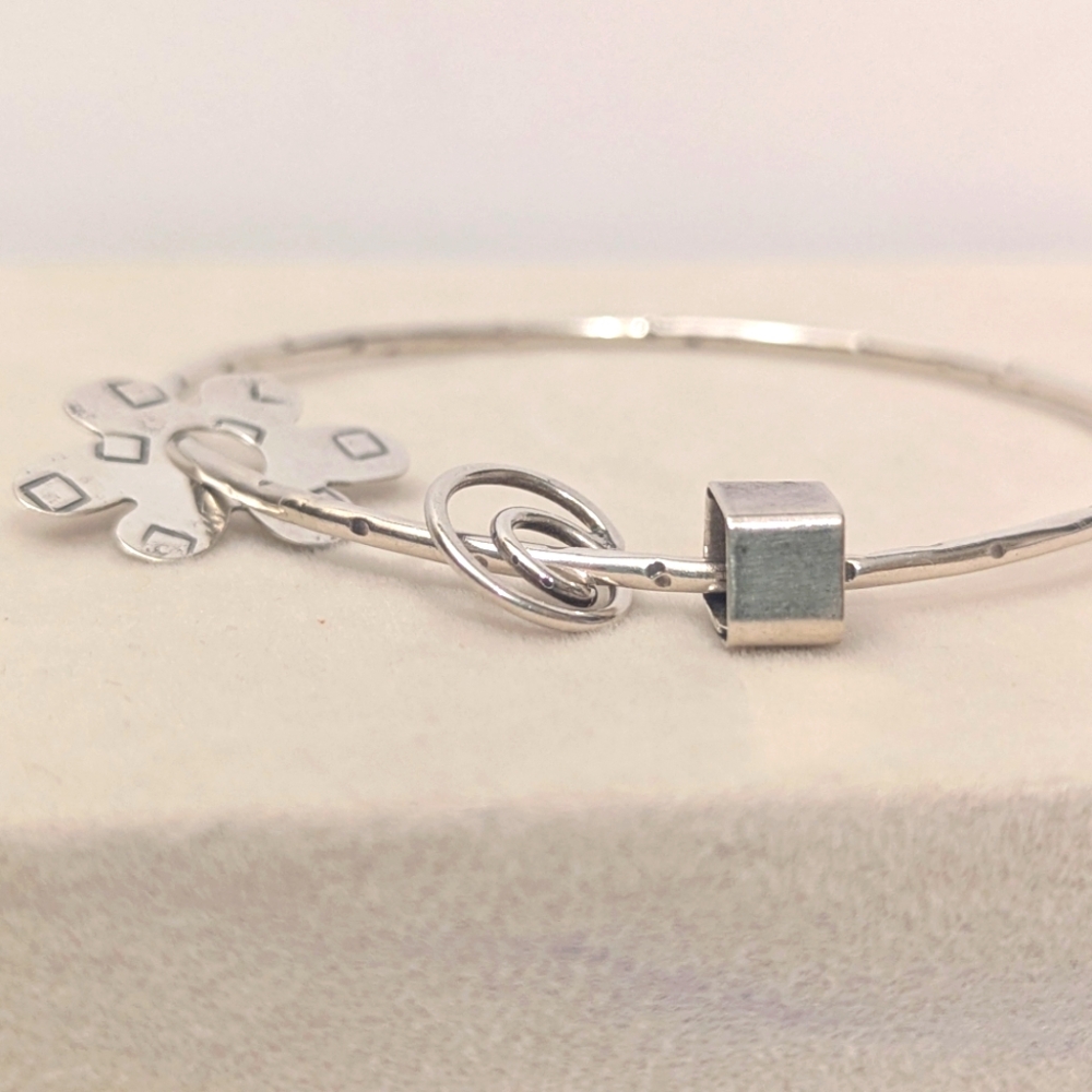 Designer ROGGIO rare Sterling Charm Bangle Artisan 8"